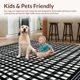 Ultra Soft Area Rug, Non Slip, Stain Resistant, Washable Area Rugs for Living Room, Bedroom, Modern Farmhouse Striped Area Rug for Entryway Decor(Black)