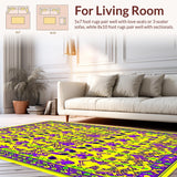 Ultra Soft Area Rug, Non Slip, Stain Resistant, Washable Area Rugs for Living Room, Bedroom, Striking Yellow Carnival Theme(Yellow)
