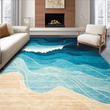 Ultra Soft Area Rug, Non Slip, Stain Resistant, Washable Area Rugs for Living Room, Bedroom, Serene Oceanic Abstract Design(Blue)