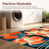 Ultra Soft Area Rug, Non Slip, Stain Resistant, Washable Area Rugs for Living Room, Bedroom, Eclectic Colorful Floral Display(Orange)