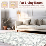 Ultra Soft Area Rug, Non Slip, Stain Resistant, Washable Area Rugs for Living Room, Bedroom, Rustic Elegant Floral Arrangement(White)