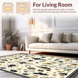 Ultra Soft Area Rug, Non Slip, Stain Resistant, Washable Area Rugs for Living Room, Bedroom, Whimsical Edge Area with Fantasy Bug and Bloom(Ivory)