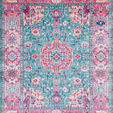 Ultra Soft Area Rug, Non Slip, Stain Resistant, Washable Area Rugs for Living Room, Bedroom, Artful Colorful Medallion Pattern(Blue)