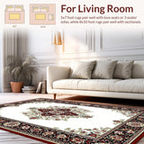 Ultra Soft Area Rug, Non Slip, Stain Resistant, Washable Area Rugs for Living Room, Bedroom, Contemporary Bold Flower Aesthetic(Red)