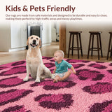 Ultra Soft Area Rug, Non Slip, Stain Resistant, Washable Area Rugs for Living Room, Bedroom, Vibrant Plush Faux Fur Rug for 70s Home Decor(Pink)