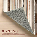 Ultra Soft Area Rug, Non Slip, Stain Resistant, Washable Area Rugs for Living Room, Bedroom, Boho Chic with Beige Tribal Stripes and Rustic Brown Highlights(Beige)