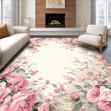 Ultra Soft Area Rug, Non Slip, Stain Resistant, Washable Area Rugs for Living Room, Bedroom, Luxurious Vintage-Inspired Circular Motif(Pink)