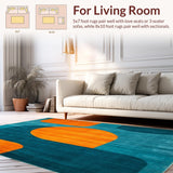 Ultra Soft Area Rug, Non Slip, Stain Resistant, Washable Area Rugs for Living Room, Bedroom, Vibrant Mid Century Modern Hallway Rug(Blue)