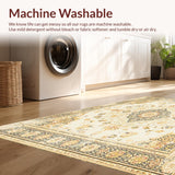 Ultra Soft Area Rug, Non Slip, Stain Resistant, Washable Area Rugs for Living Room, Bedroom, Chic Beige Medallion Area Distressed Floral Accent Floor(Beige)