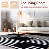 Ultra Soft Area Rug, Non Slip, Stain Resistant, Washable Area Rugs for Living Room, Bedroom, Handcrafted Boho Striped Floor Mat Washable Woven Entryway Decor(Black)