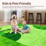 Ultra Soft Area Rug, Non Slip, Stain Resistant, Washable Area Rugs for Living Room, Bedroom, Cute Soft Pastel Animal Shapes(Green)