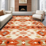 Ultra Soft Area Rug, Non Slip, Stain Resistant, Washable Area Rugs for Living Room, Bedroom, Elegant Neutral Toned Stripes(Orange)