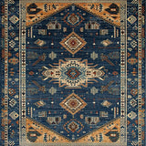 Ultra Soft Area Rug, Non Slip, Stain Resistant, Washable Area Rugs for Living Room, Bedroom, Elegant Earthy Distressed Aesthetic(Blue)