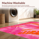 Ultra Soft Area Rug, Non Slip, Stain Resistant, Washable Area Rugs for Living Room, Bedroom, Whimsical Pink Jungle Aesthetic(Pink)