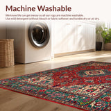 Ultra Soft Area Rug, Non Slip, Stain Resistant, Washable Area Rugs for Living Room, Bedroom, Vibrant Retro Ogee Pattern(Red)