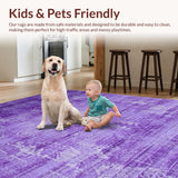 Ultra Soft Area Rug, Non Slip, Stain Resistant, Washable Area Rugs for Living Room, Bedroom, Chic Eclectic Gradient Look(Purple)