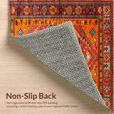 Ultra Soft Area Rug, Non Slip, Stain Resistant, Washable Area Rugs for Living Room, Bedroom, Rustic Colorful Chindi Weave(Red)