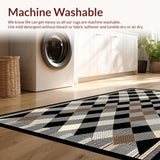 Ultra Soft Area Rug, Non Slip, Stain Resistant, Washable Area Rugs for Living Room, Bedroom, Bold Monochrome Diamond Arrangement(Beige)