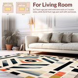 Ultra Soft Area Rug, Non Slip, Stain Resistant, Washable Area Rugs for Living Room, Bedroom, Smoke & Beige Abstract Art Deco Area(Beige)