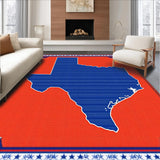 Ultra Soft Area Rug, Non Slip, Stain Resistant, Washable Area Rugs for Living Room, Bedroom, Rustic Multi-Color State Silhouette(Red)