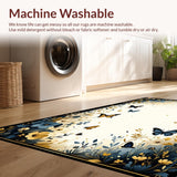 Ultra Soft Area Rug, Non Slip, Stain Resistant, Washable Area Rugs for Living Room, Bedroom, Contemporary Insect Illustrative Design(Gold)