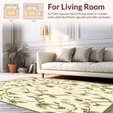 Ultra Soft Area Rug, Non Slip, Stain Resistant, Washable Area Rugs for Living Room, Bedroom, Garden Bloom Accent Charming Flower Decorative Mat(Beige)