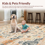Ultra Soft Area Rug, Non Slip, Stain Resistant, Washable Area Rugs for Living Room, Bedroom, Retro Taupe Medallion Aesthetic(Orange)