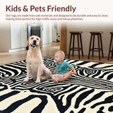 Ultra Soft Area Rug, Non Slip, Stain Resistant, Washable Area Rugs for Living Room, Bedroom, Ivory Black Animal Design Hallway Carpet(Black)