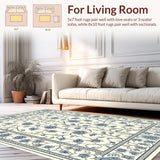 Ultra Soft Area Rug, Non Slip, Stain Resistant, Washable Area Rugs for Living Room, Bedroom, Charming Twirling Vines Theme(Beige)