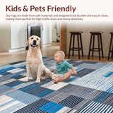 Ultra Soft Area Rug, Non Slip, Stain Resistant, Washable Area Rugs for Living Room, Bedroom, Elegant Abstract Swirl Composition(Blue)
