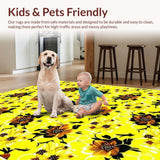 Ultra Soft Area Rug, Non Slip, Stain Resistant, Washable Area Rugs for Living Room, Bedroom, Charming Earthy Floral Arrangement(Yellow)