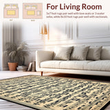 Ultra Soft Area Rug, Non Slip, Stain Resistant, Washable Area Rugs for Living Room, Bedroom, Artistic Retro Note Pattern Design(Black)