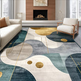 Ultra Soft Area Rug, Non Slip, Stain Resistant, Washable Area Rugs for Living Room, Bedroom, Sleek Gold and Gray Tiled Motif(Gold)