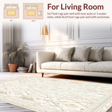 Ultra Soft Area Rug, Non Slip, Stain Resistant, Washable Area Rugs for Living Room, Bedroom, Serene Beige Harmony Contemporary Geometric(Beige)