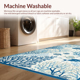 Ultra Soft Area Rug, Non Slip, Stain Resistant, Washable Area Rugs for Living Room, Bedroom, Serene Light Blue Nautical Print(Blue)