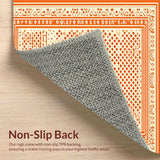 Ultra Soft Area Rug, Non Slip, Stain Resistant, Washable Area Rugs for Living Room, Bedroom, Unique Contemporary Tiled Composition(Orange)
