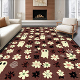 Ultra Soft Area Rug, Non Slip, Stain Resistant, Washable Area Rugs for Living Room, Bedroom, Abstract Whimsical Horror Artistry(Brown)