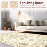 Ultra Soft Area Rug, Non Slip, Stain Resistant, Washable Area Rugs for Living Room, Bedroom, Elegant Area with Artistic Floral and Geometric Fusion in Beige Palette(Beige)