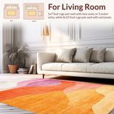 Ultra Soft Area Rug, Non Slip, Stain Resistant, Washable Area Rugs for Living Room, Bedroom, Sunrise Surf surfer inspired abstract pattern rug(Orange)
