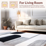 Ultra Soft Area Rug, Non Slip, Stain Resistant, Washable Area Rugs for Living Room, Bedroom, Minimalist Black and Silver Motif(Black)