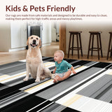 Ultra Soft Area Rug, Non Slip, Stain Resistant, Washable Area Rugs for Living Room, Bedroom, Elegant Black and Bone Stripe(Gray)