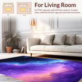Ultra Soft Area Rug, Non Slip, Stain Resistant, Washable Area Rugs for Living Room, Bedroom, Celestial Harmony Artful Display(Purple)