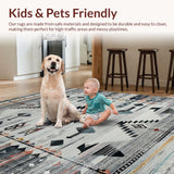 Ultra Soft Area Rug, Non Slip, Stain Resistant, Washable Area Rugs for Living Room, Bedroom, Chic Southwest Inspired Design(Gray)