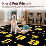 Ultra Soft Area Rug, Non Slip, Stain Resistant, Washable Area Rugs for Living Room, Bedroom, Charming Playful Cat Illustration(Black)