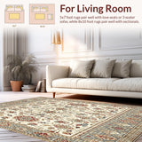 Ultra Soft Area Rug, Non Slip, Stain Resistant, Washable Area Rugs for Living Room, Bedroom, Boho for Modern Décor(White)