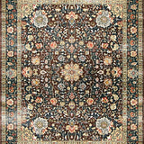Ultra Soft Area Rug, Non Slip, Stain Resistant, Washable Area Rugs for Living Room, Bedroom, Chic Vintage Botanical Arrangement(Brown)