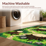 Ultra Soft Area Rug, Non Slip, Stain Resistant, Washable Area Rugs for Living Room, Bedroom, Eclectic Summer Camp Vibe(Green)