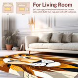 Ultra Soft Area Rug, Non Slip, Stain Resistant, Washable Area Rugs for Living Room, Bedroom, Whimsical Safari Inspired Design(Gold)