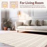 Charming Beige Checkered Area with Geometric(Beige)