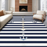 Ultra Soft Area Rug, Non Slip, Stain Resistant, Washable Area Rugs for Living Room, Bedroom, Contemporary Blue and Ivory Stripes(Blue)